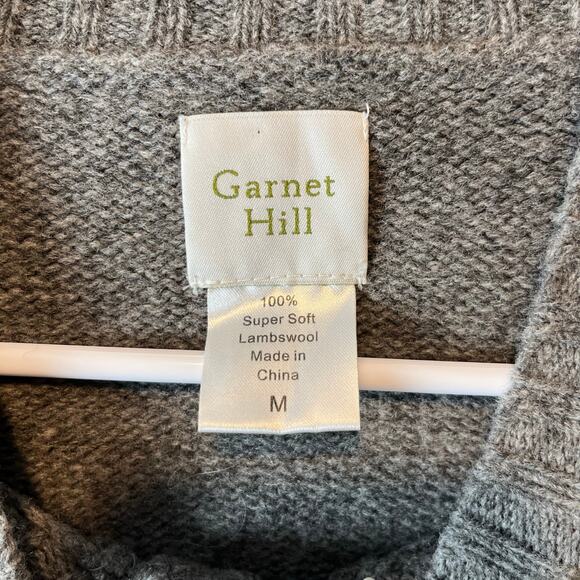 Garnet Hill Women's 100% Lambswool Cardigan Medium Grey Mock Neck Beading Medium - Picture 5 of 5